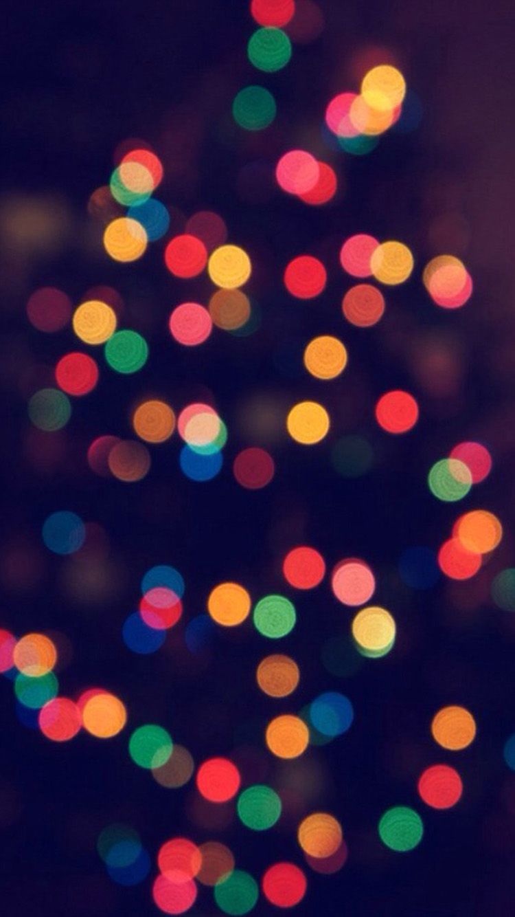 Christmas lights on a tree in the dark - Christmas lights