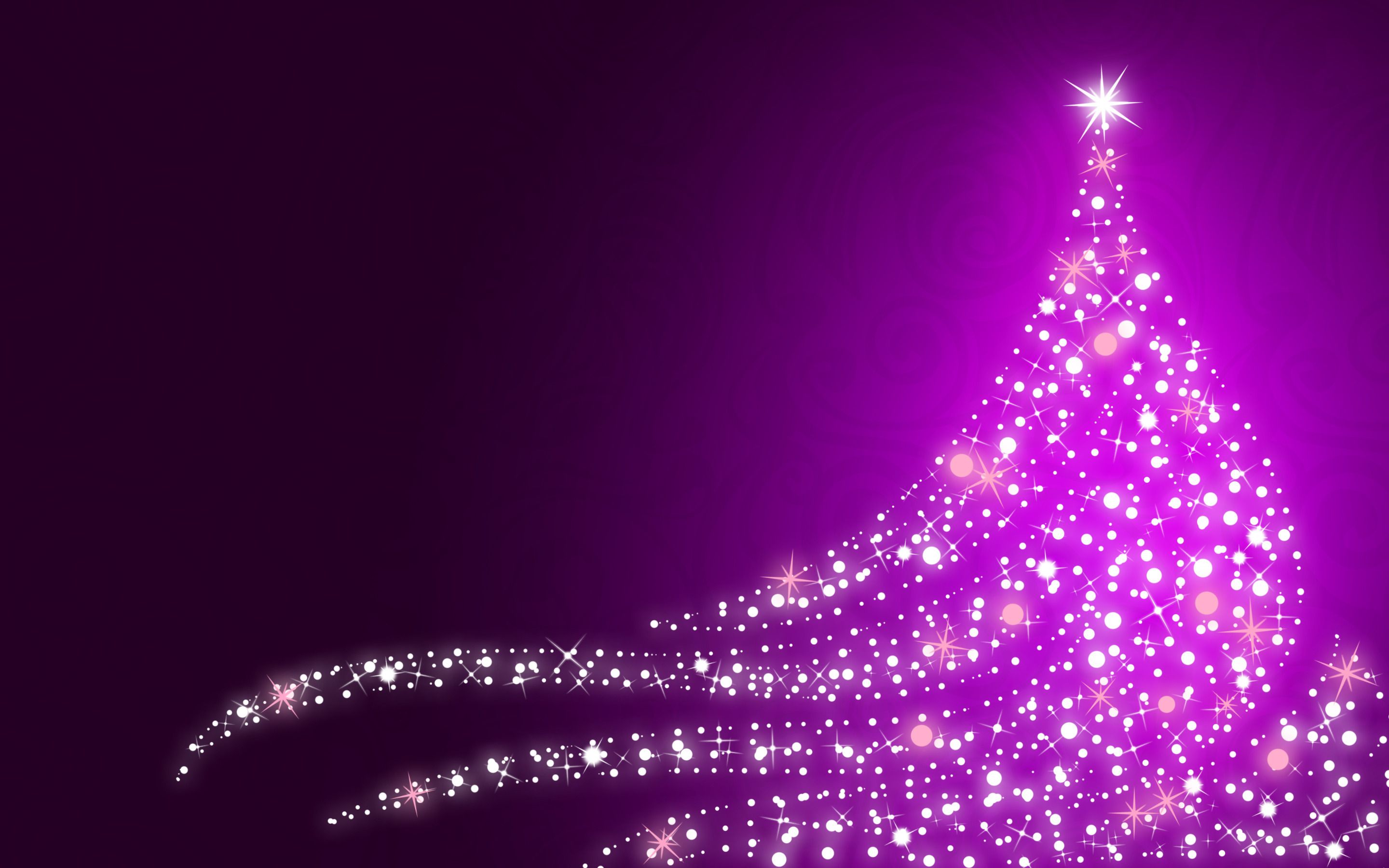 Christmas tree with stars on a dark background - Christmas lights