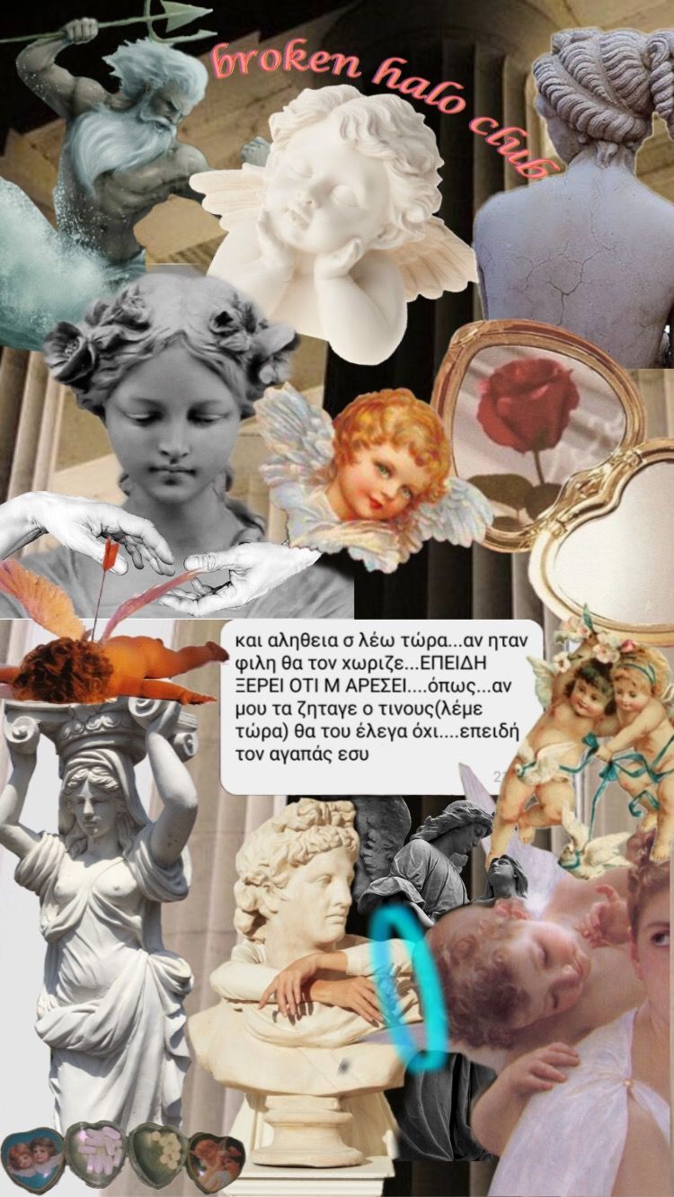 A collage of pictures with different statues and art - Greek mythology