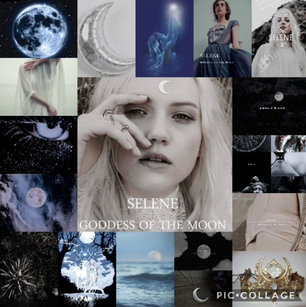 A collage of pictures with the words silence and goddess - Greek mythology