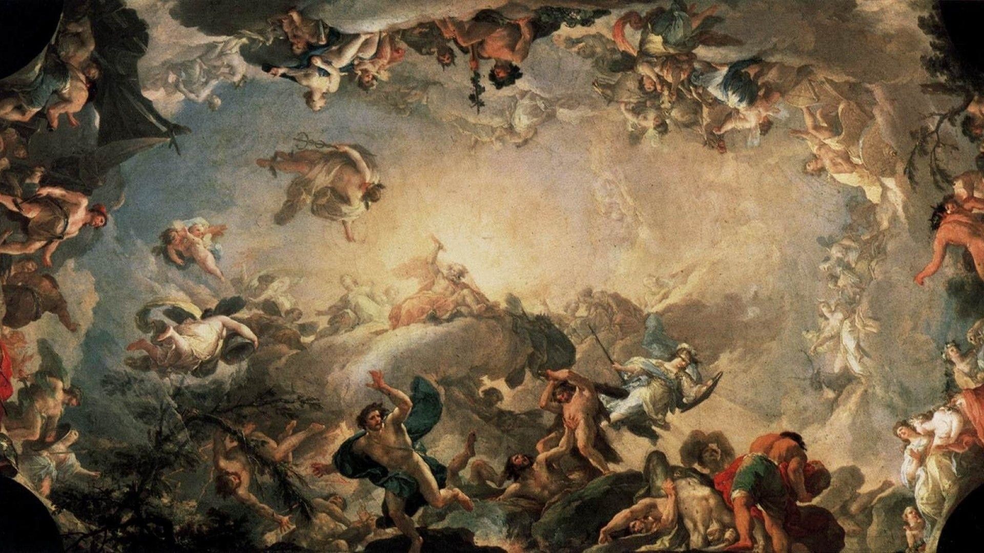 A painting of people in the sky - Greek mythology