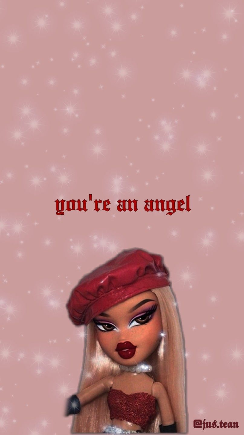 A girl with blonde hair and red hat is on the front of this card - Bratz