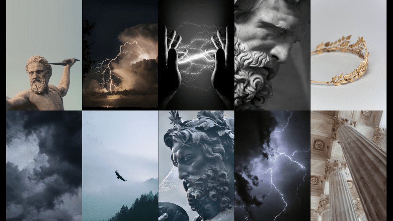 A collage of images with different themes - Greek mythology