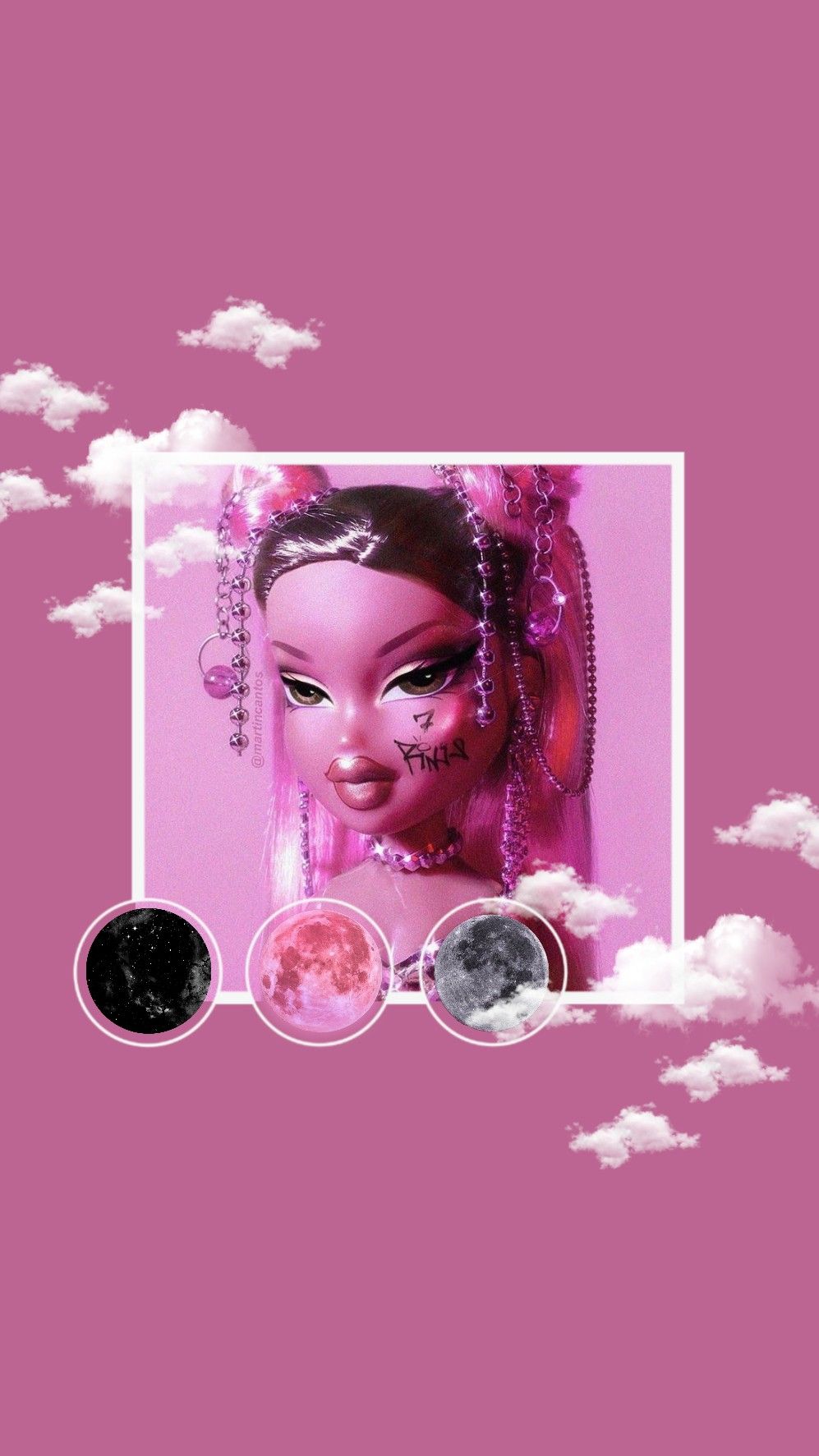 Aesthetic phone background with a pink background and Ariana Grande - Bratz