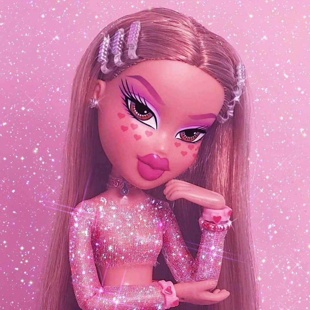 A doll with long hair and pink glitter - Bratz