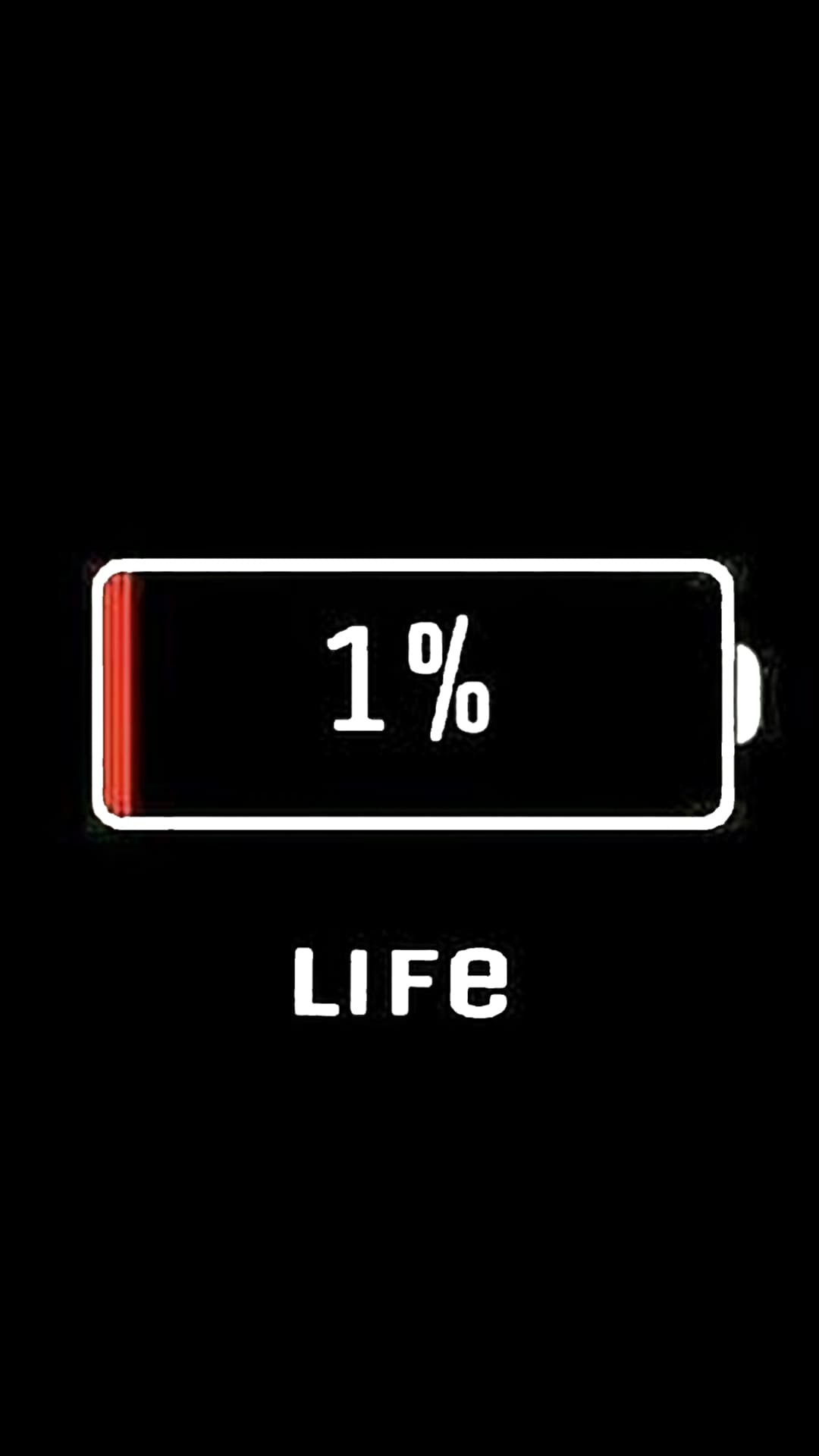 A battery with the words 1% life - Depressing, depression