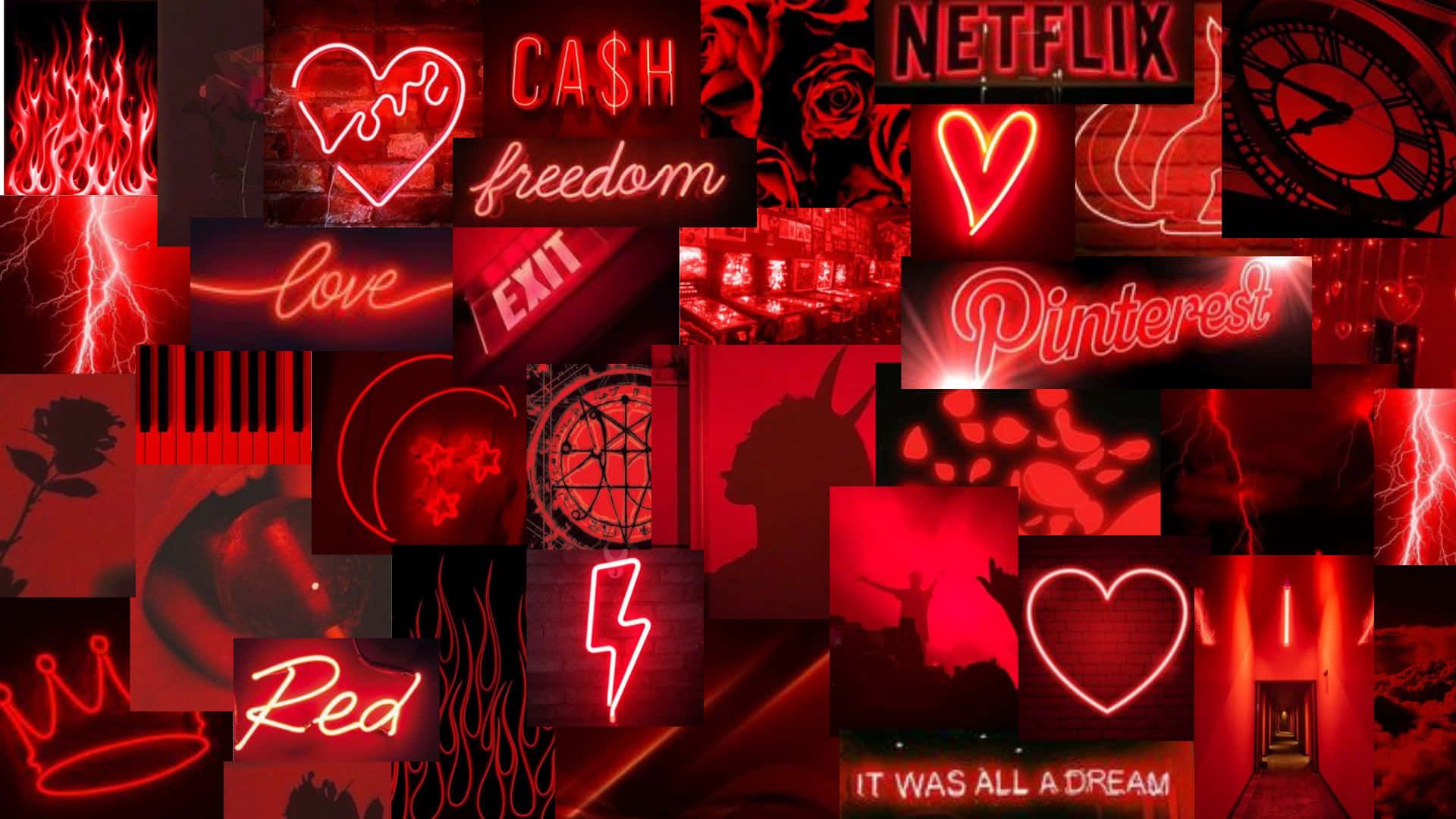 A collection of red neon lights on display - Neon, neon red, red, Netflix