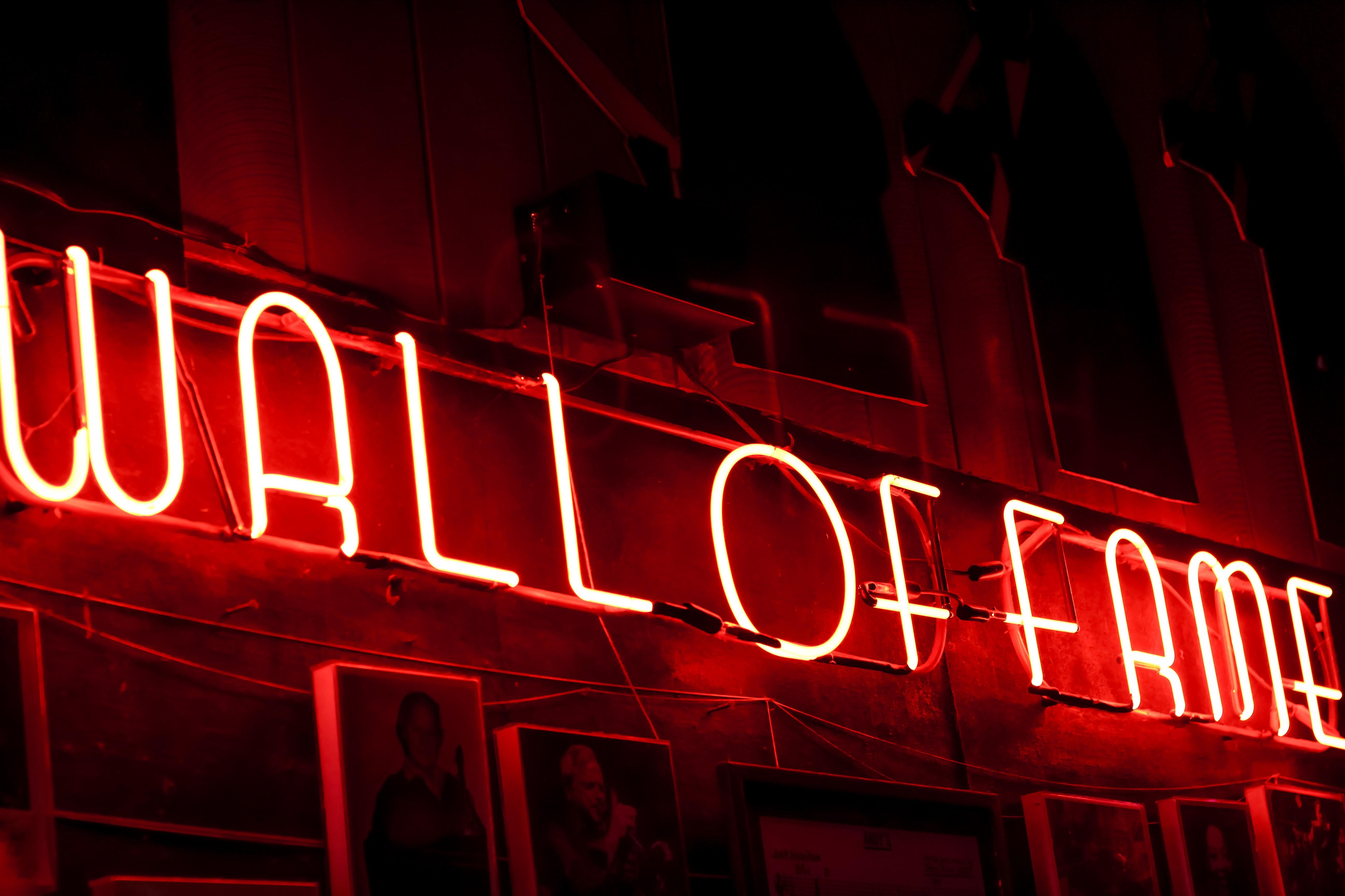 A red neon sign for the Wall of Fame. - Neon red, YouTube