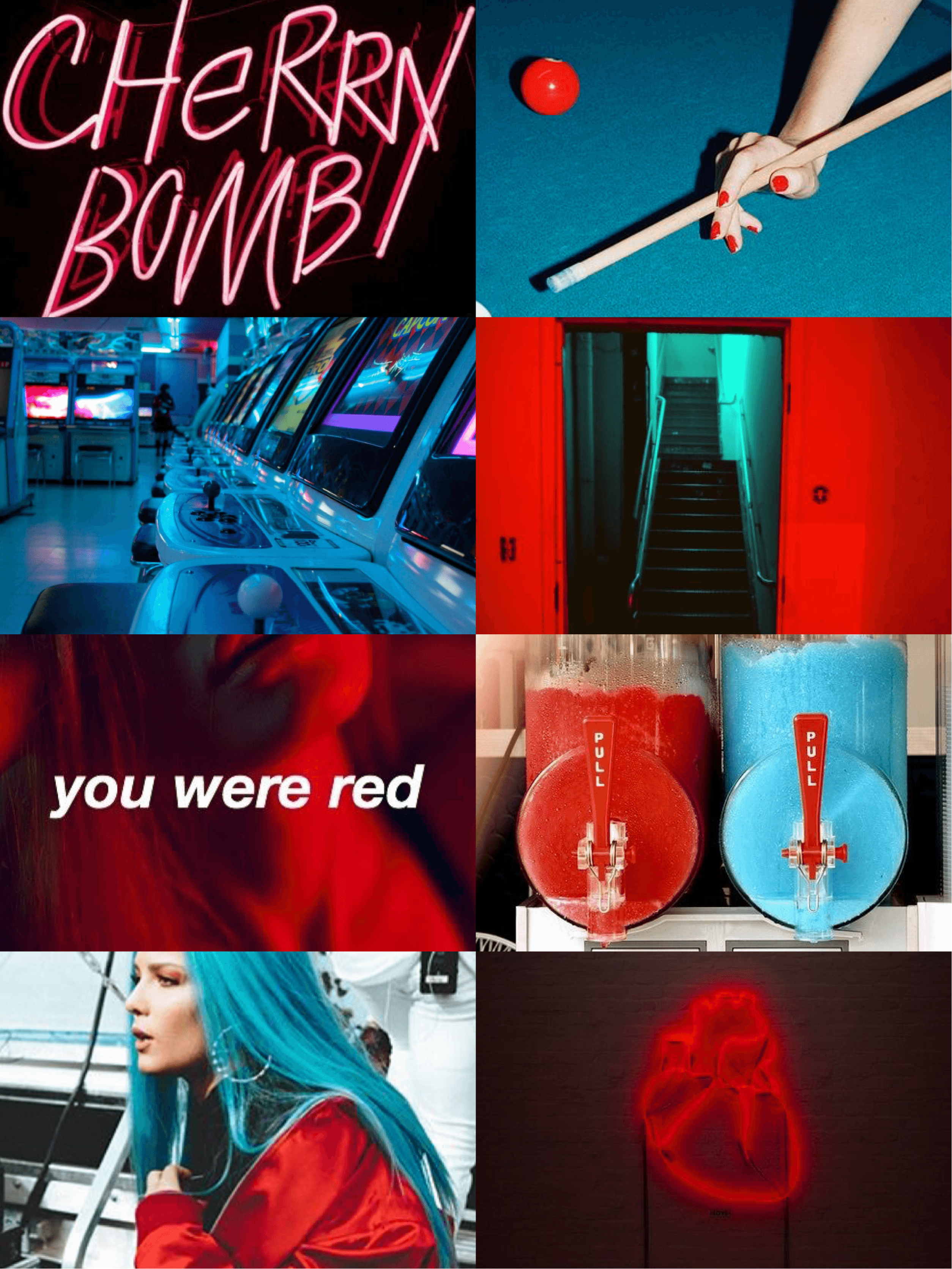 Red aesthetic, neon aesthetic, cherry bomb, you were red, red and blue, red heart - Neon red