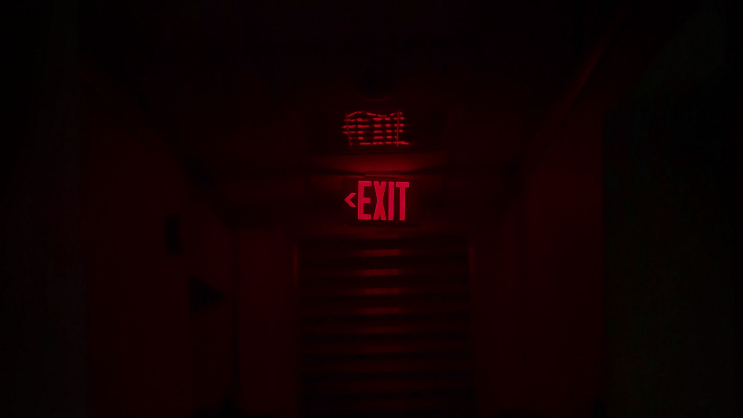 Wallpaper / inscription, exit, neon, red, 4k free download