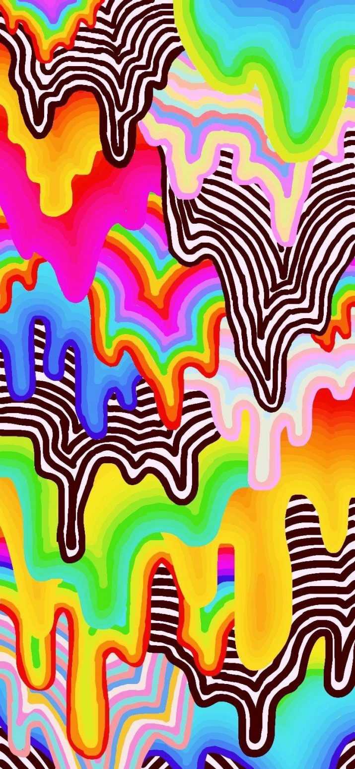 A colorful, abstract pattern with lines and shapes - Trippy