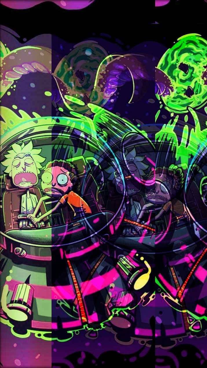 Download Rick And Morty Spaceship Trippy Aesthetic Wallpaper