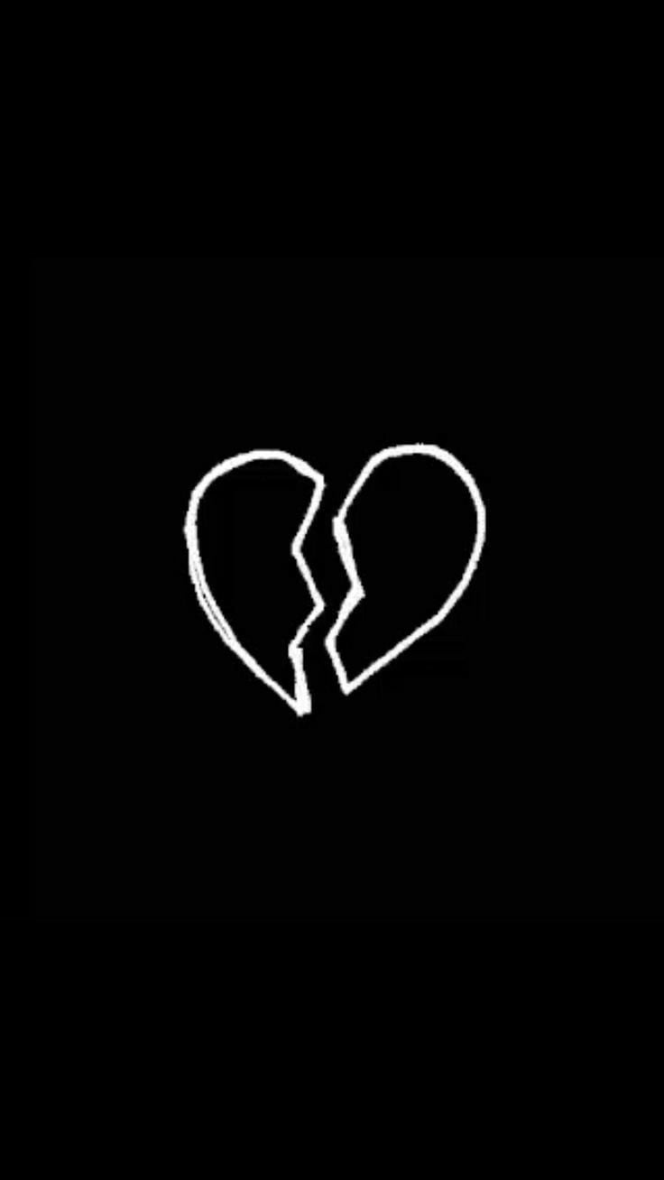 A broken heart outline on a black background - Heart