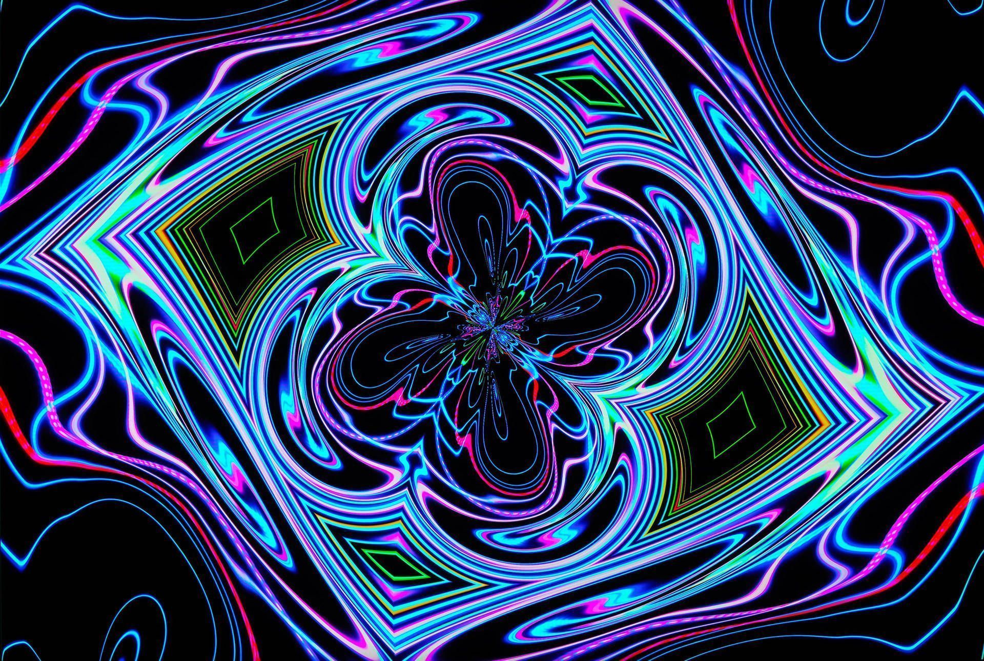 A colorful abstract design on black background - Trippy, dark vaporwave