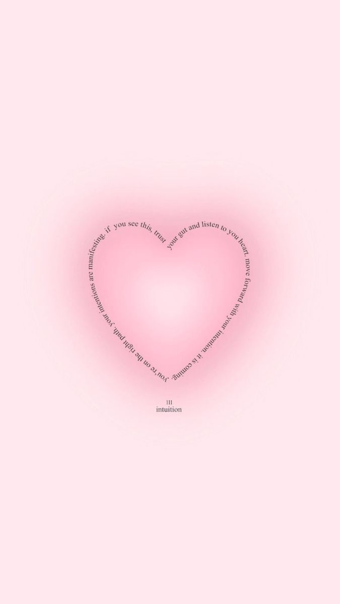 A heart shaped pink background with words written in it - Heart