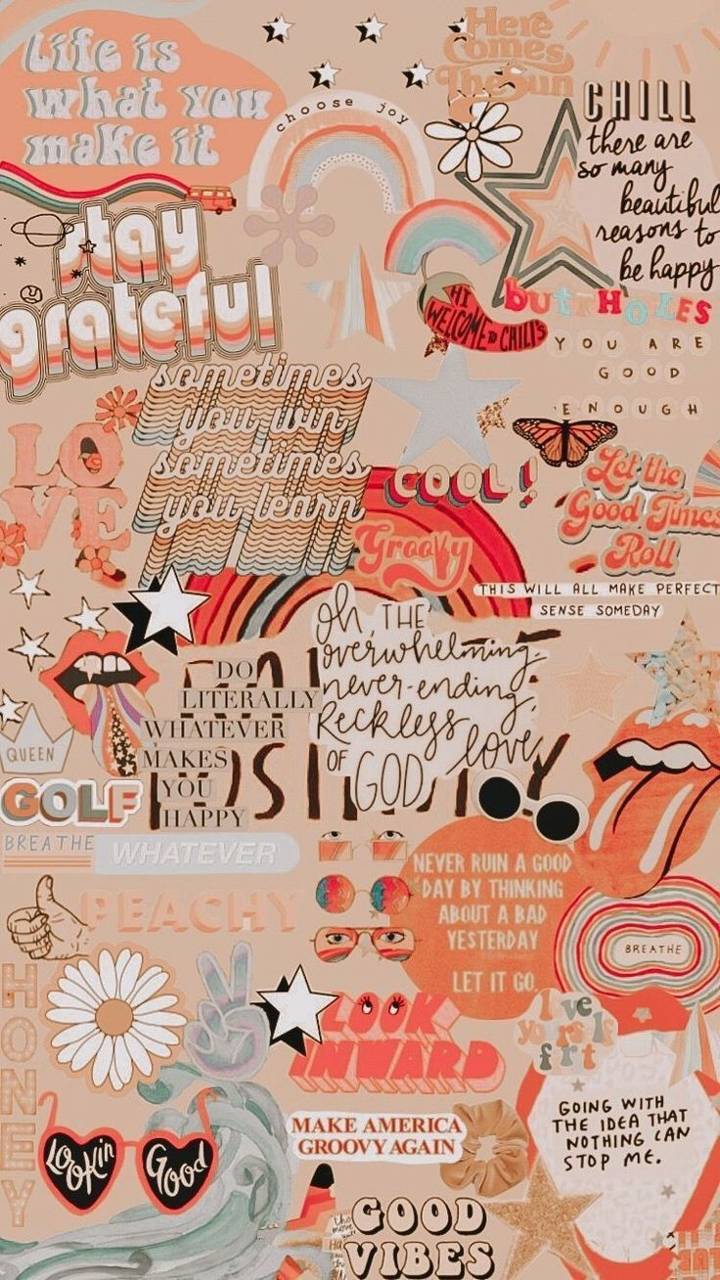 Orange Aesthetic Collage Wallpaper