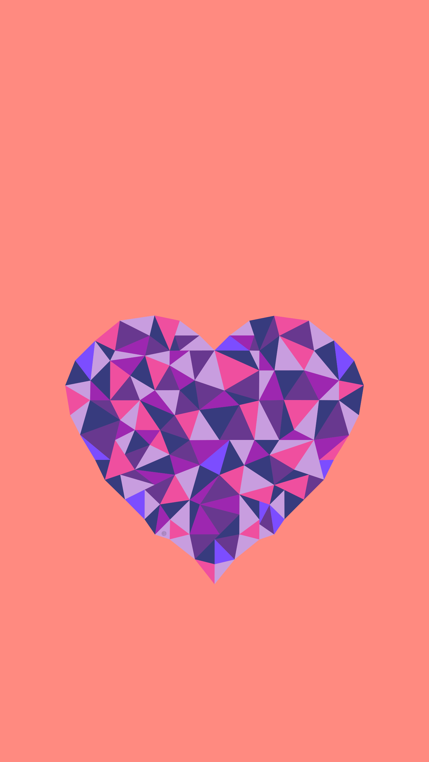 A heart made of triangles on an orange background - Heart