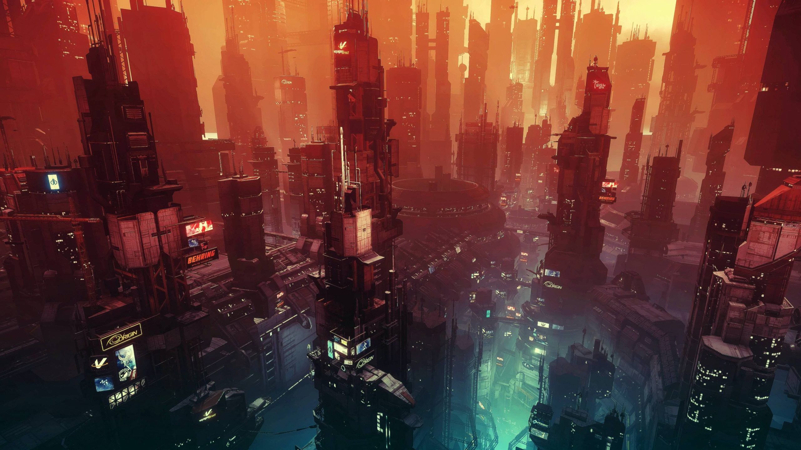 A futuristic city at sunset - Cyberpunk