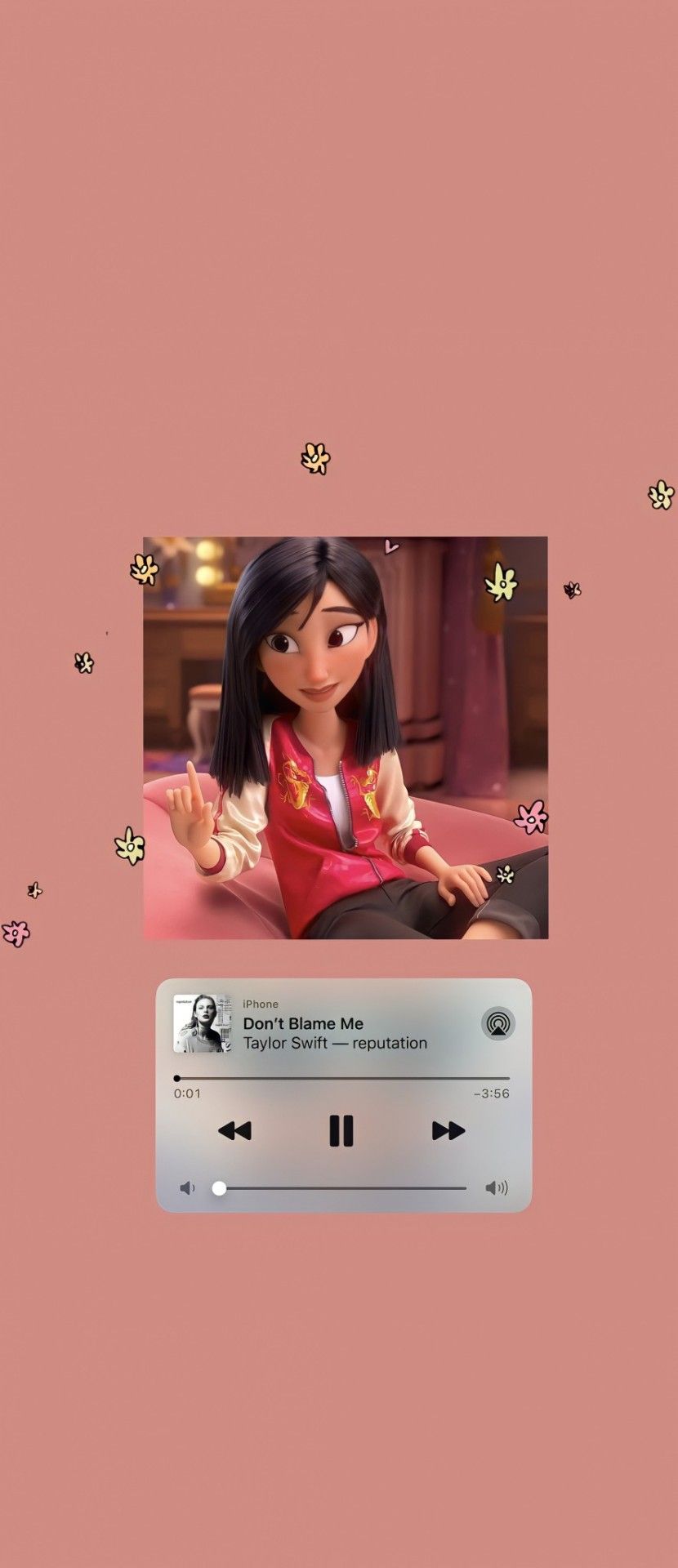 A picture of an animated character on the screen - Mulan, Disney