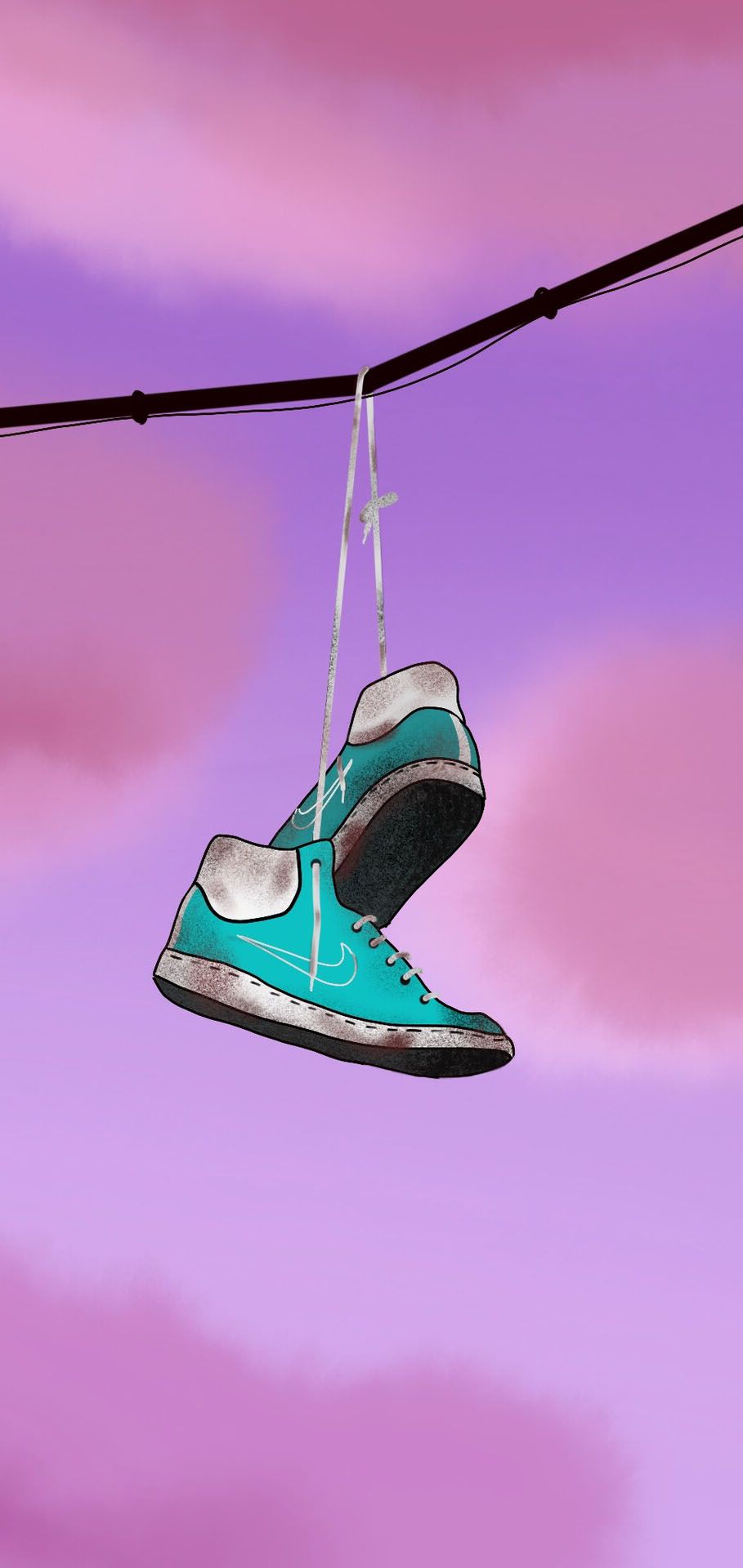 A pair of shoes hanging from the wire - Shoes, Nike