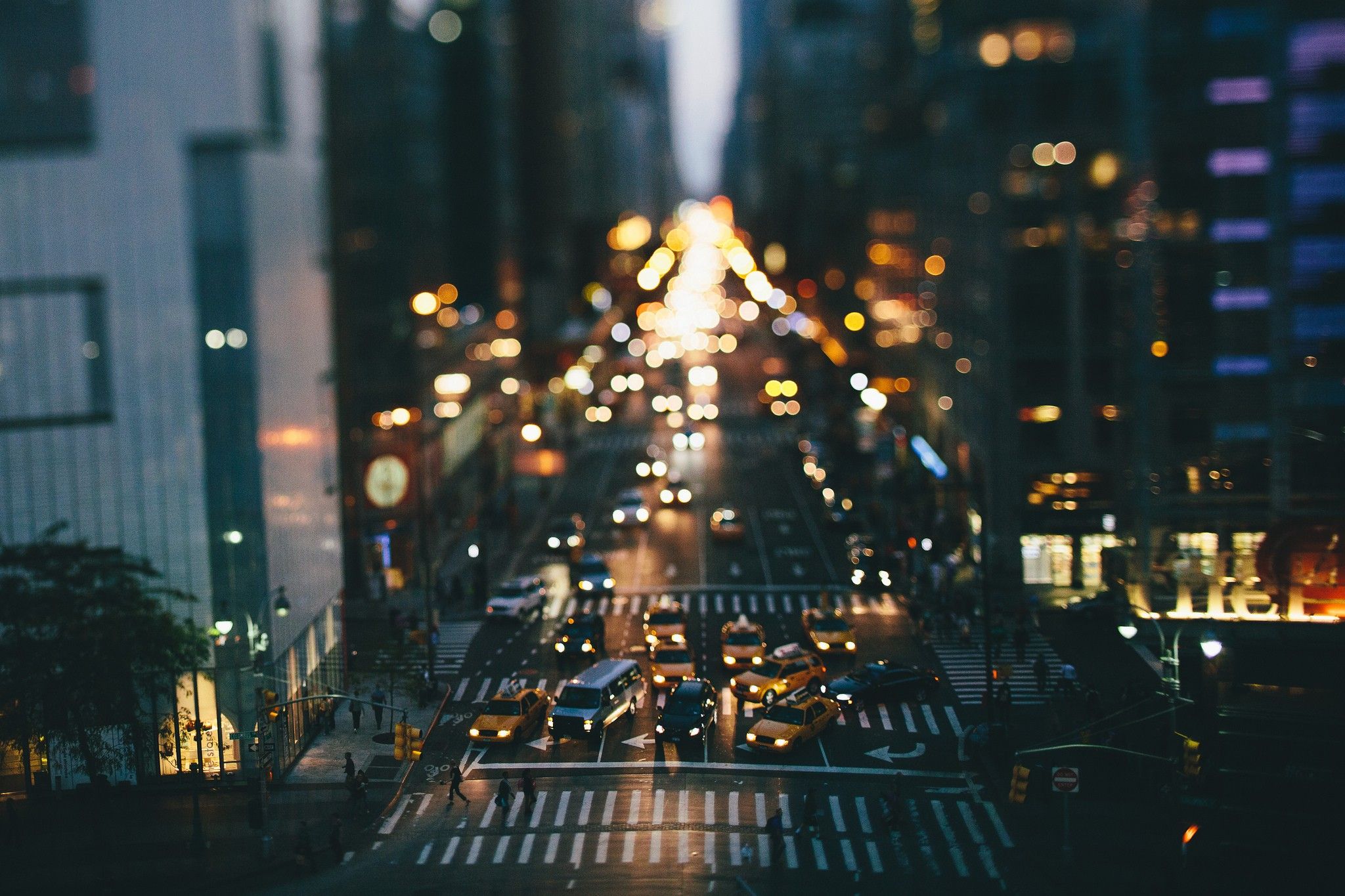 taxi, traffic, tilt shift, New York City, street, city, car Gallery HD Wallpaper