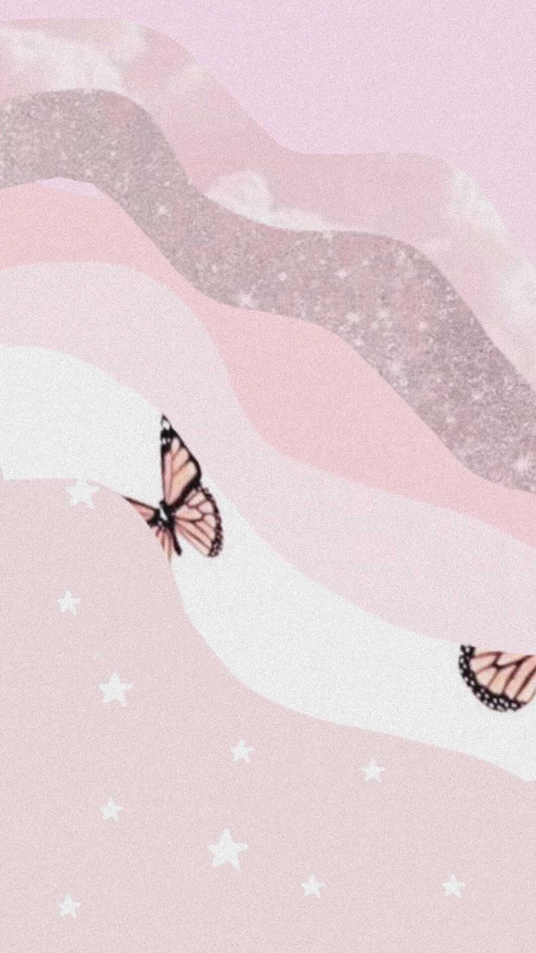 Aesthetic wallpaper of butterfly flying in the sky - Glitter