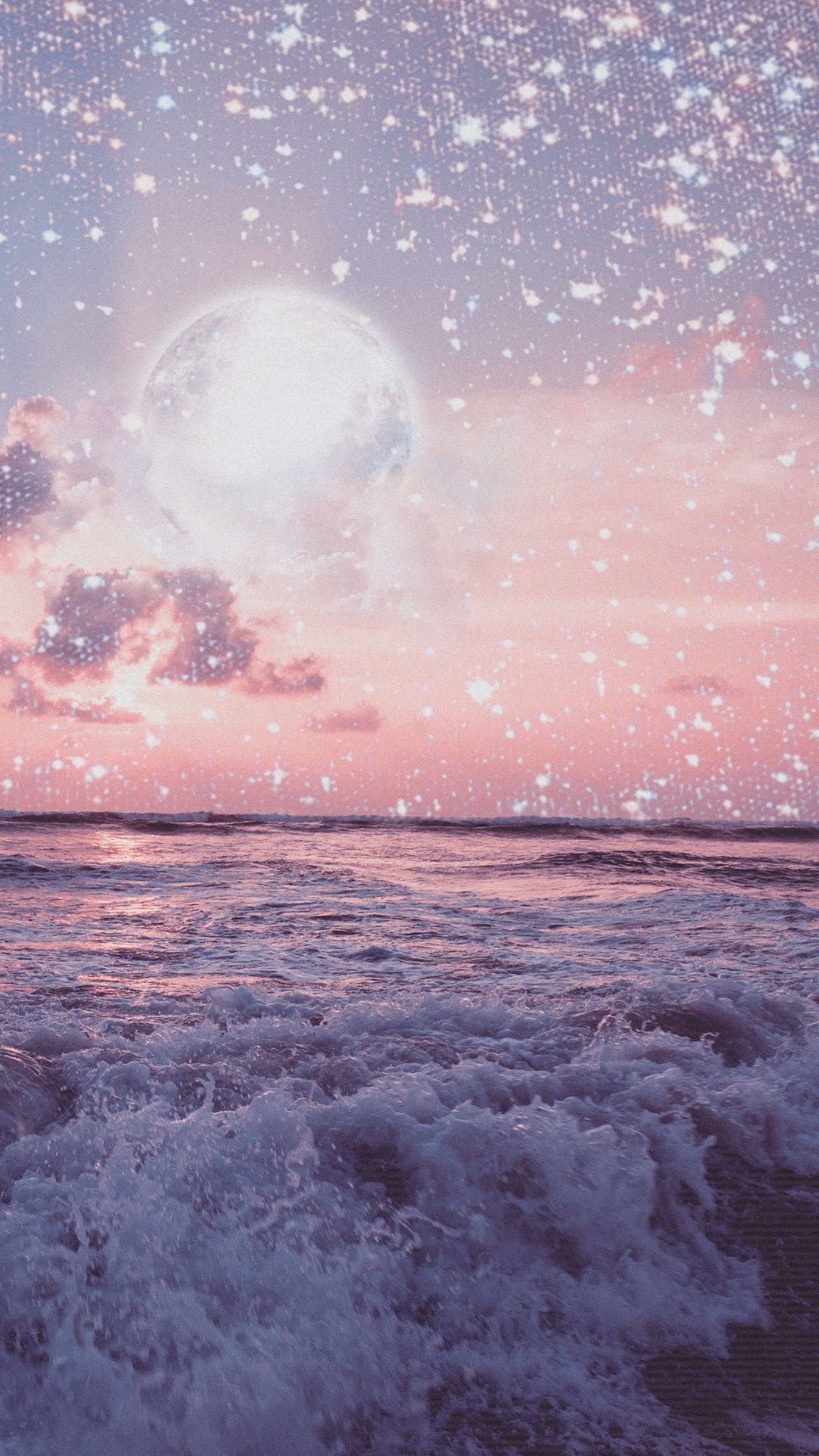 A picture of the ocean with stars in it - Glitter