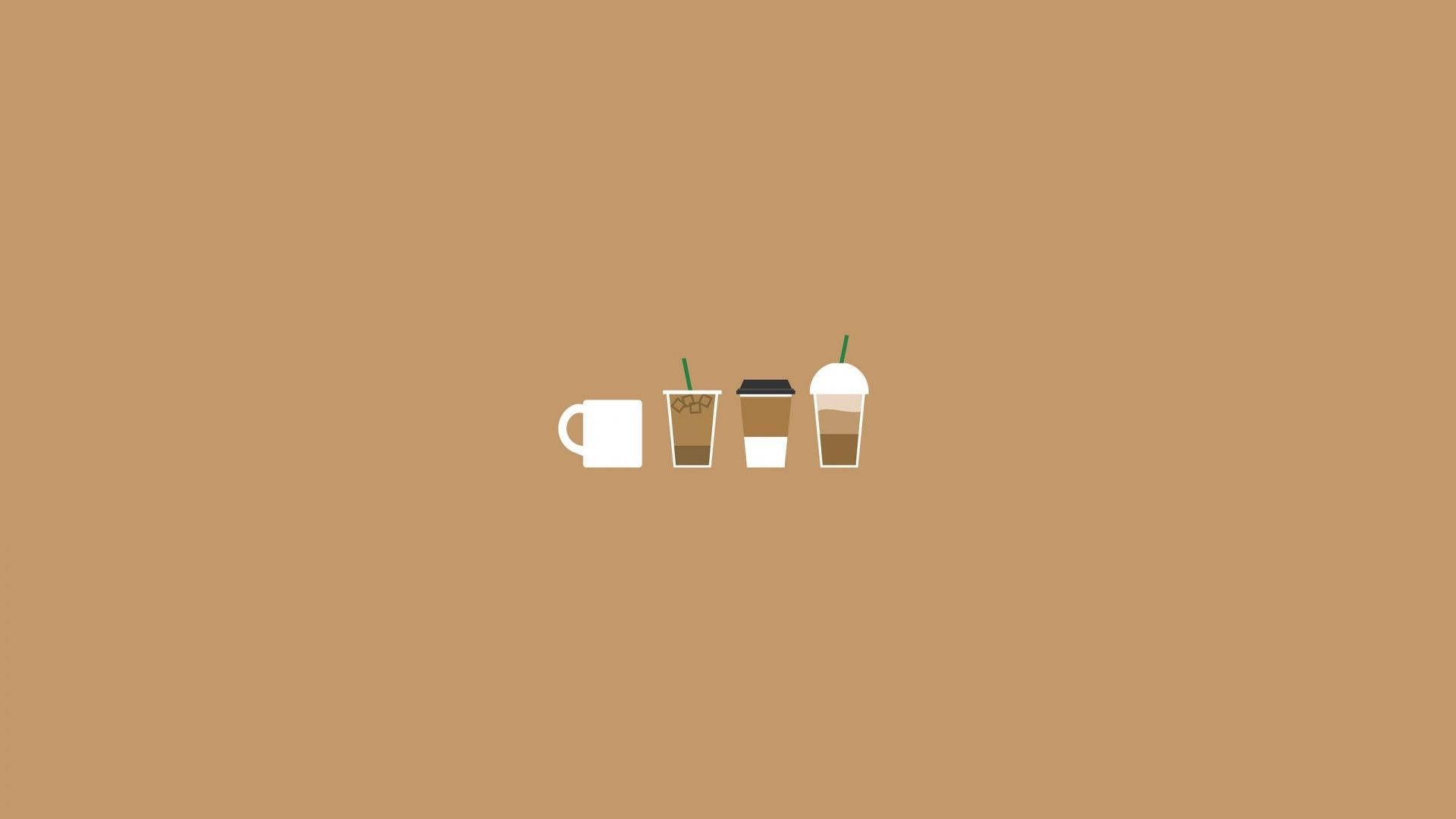 A starbucks coffee cup and straw on brown background - Desktop, minimalist