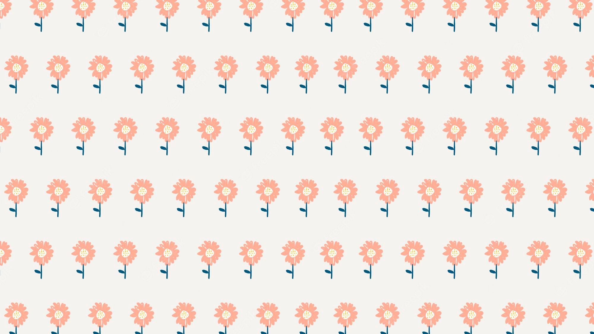 : a pattern of pink flowers on white background - Desktop, cute, laptop, pattern