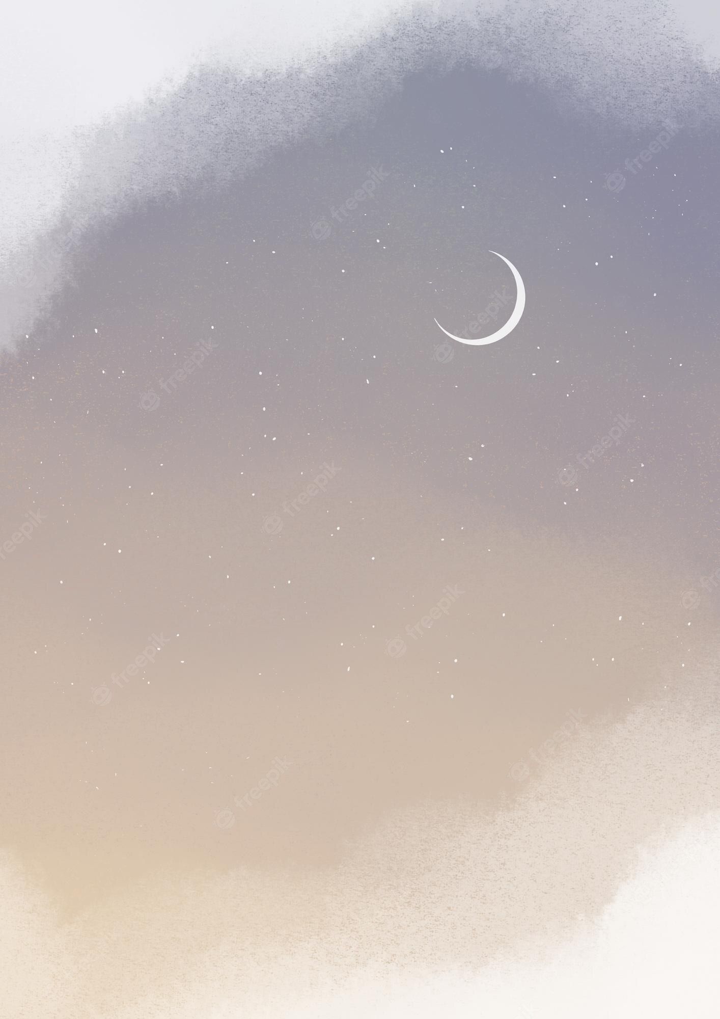 A watercolor style image of a crescent moon - Moon phases, moon