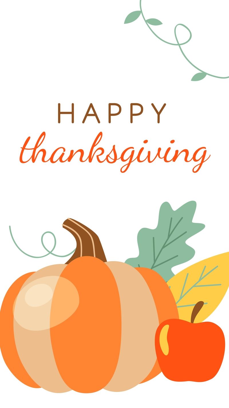 Free Hand Drawn Pumpkin Thanksgiving Mobile Wallpaper