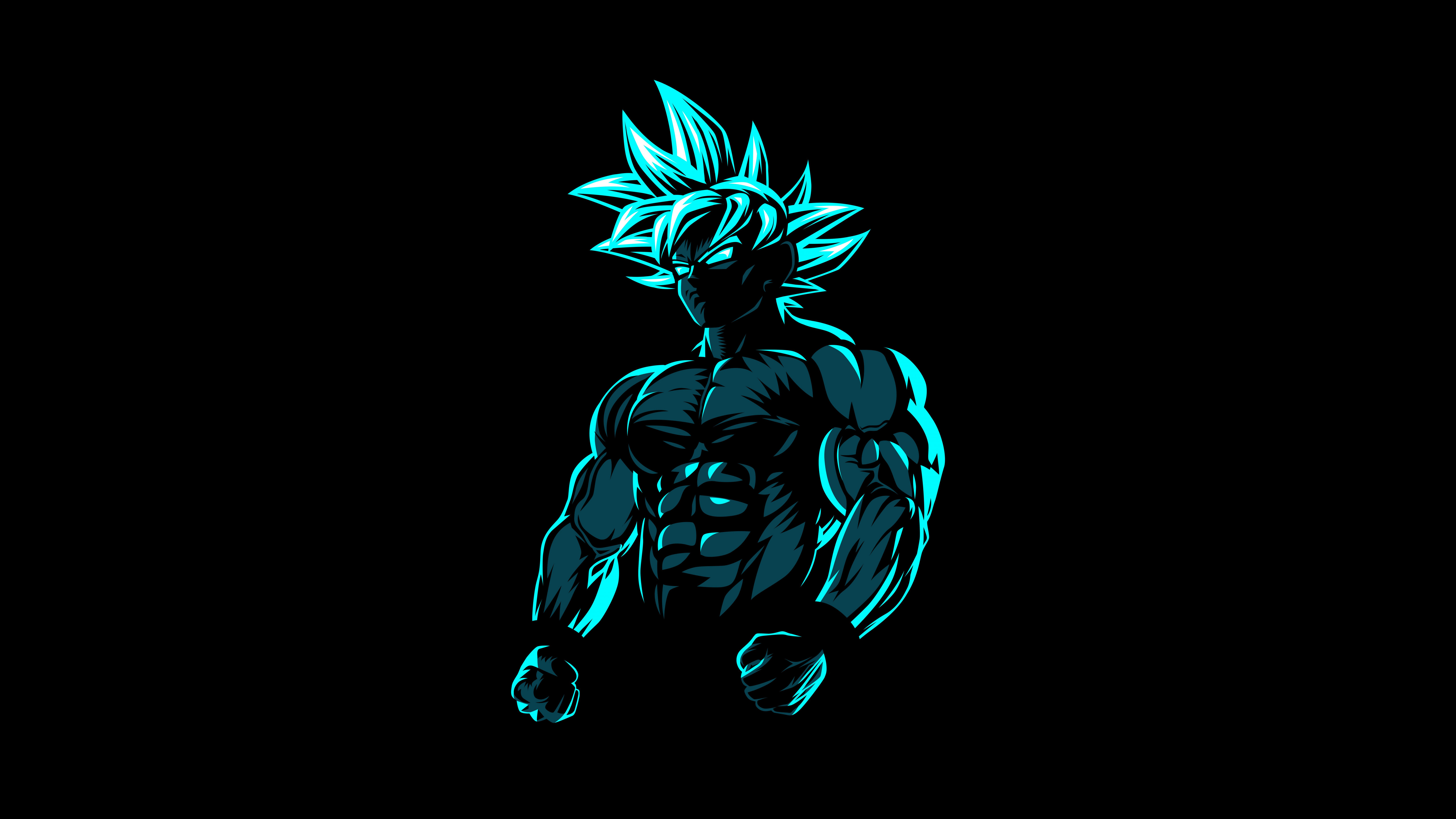 The image is of a blue superhero in black - Goku