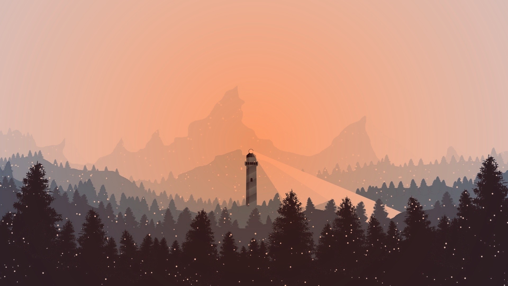 A lighthouse on a hill surrounded by trees - Snow