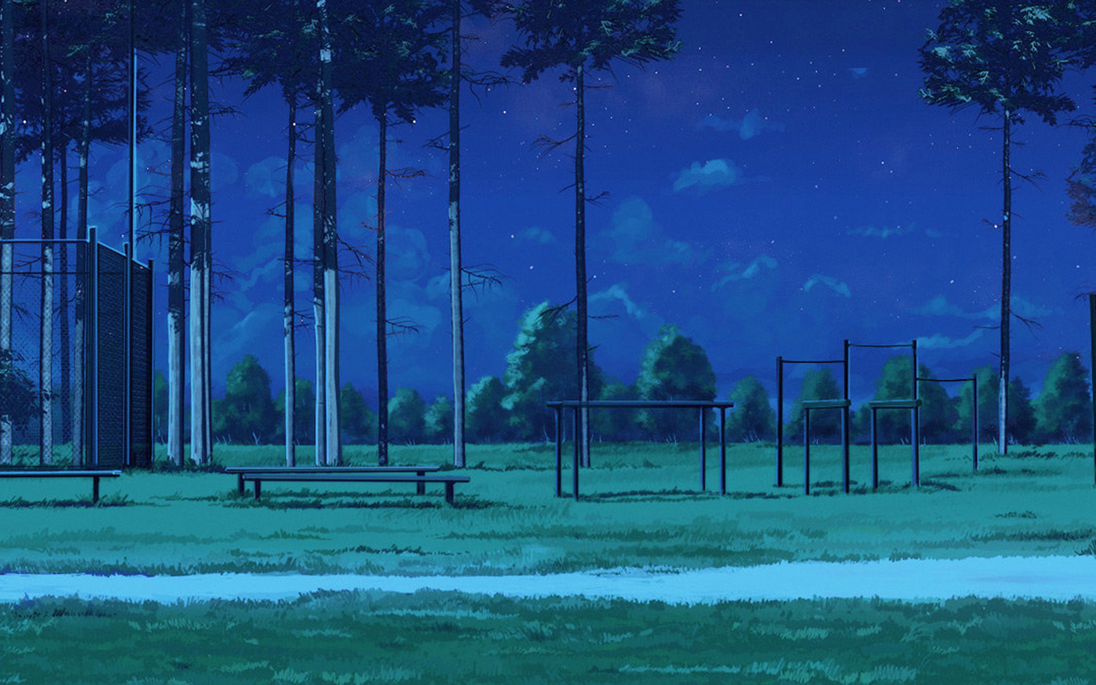 Anime background of a park at night - Gym