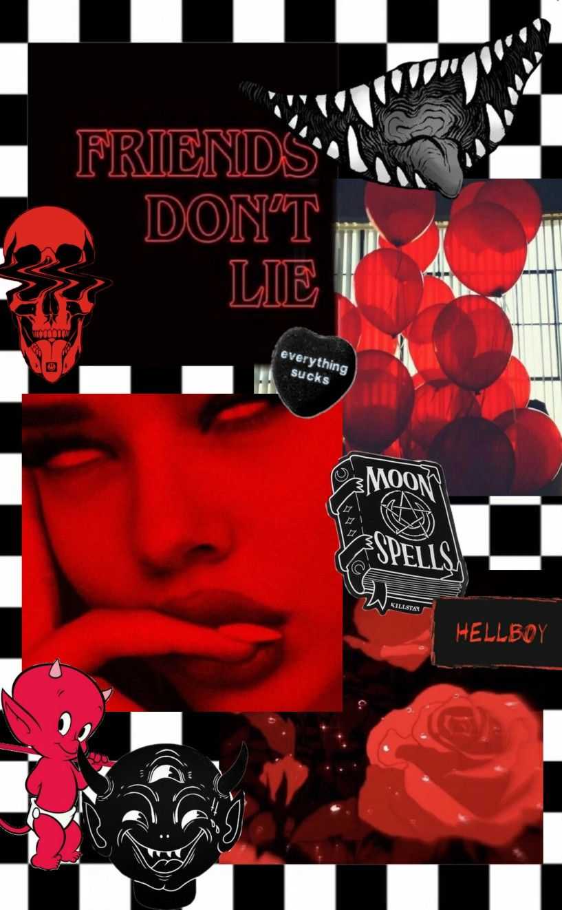 Aesthetic phone background with a red theme - Punk, emo, gothic, witch