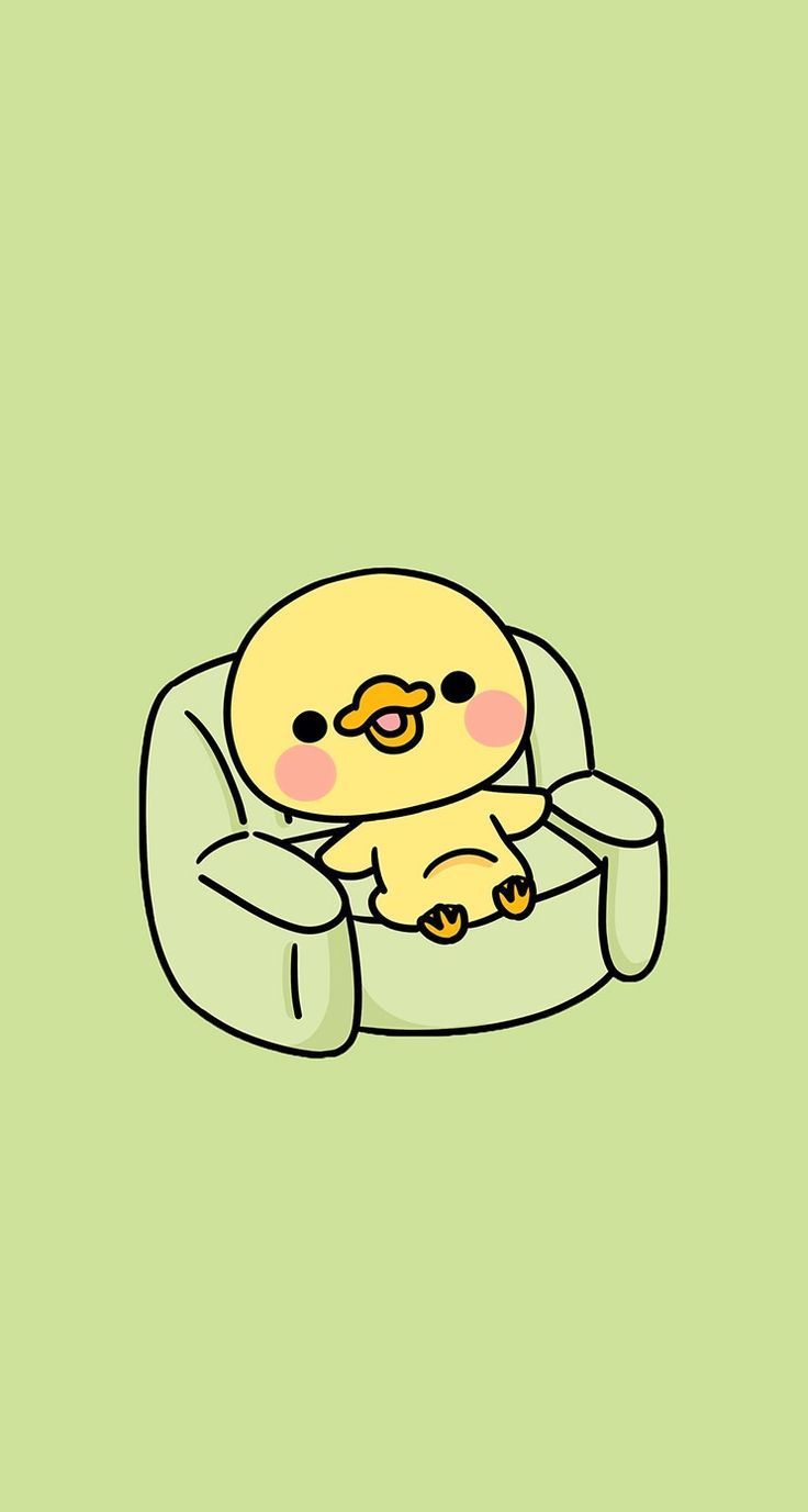 A cute little yellow bird sitting on the arm of an old green sofa - Duck