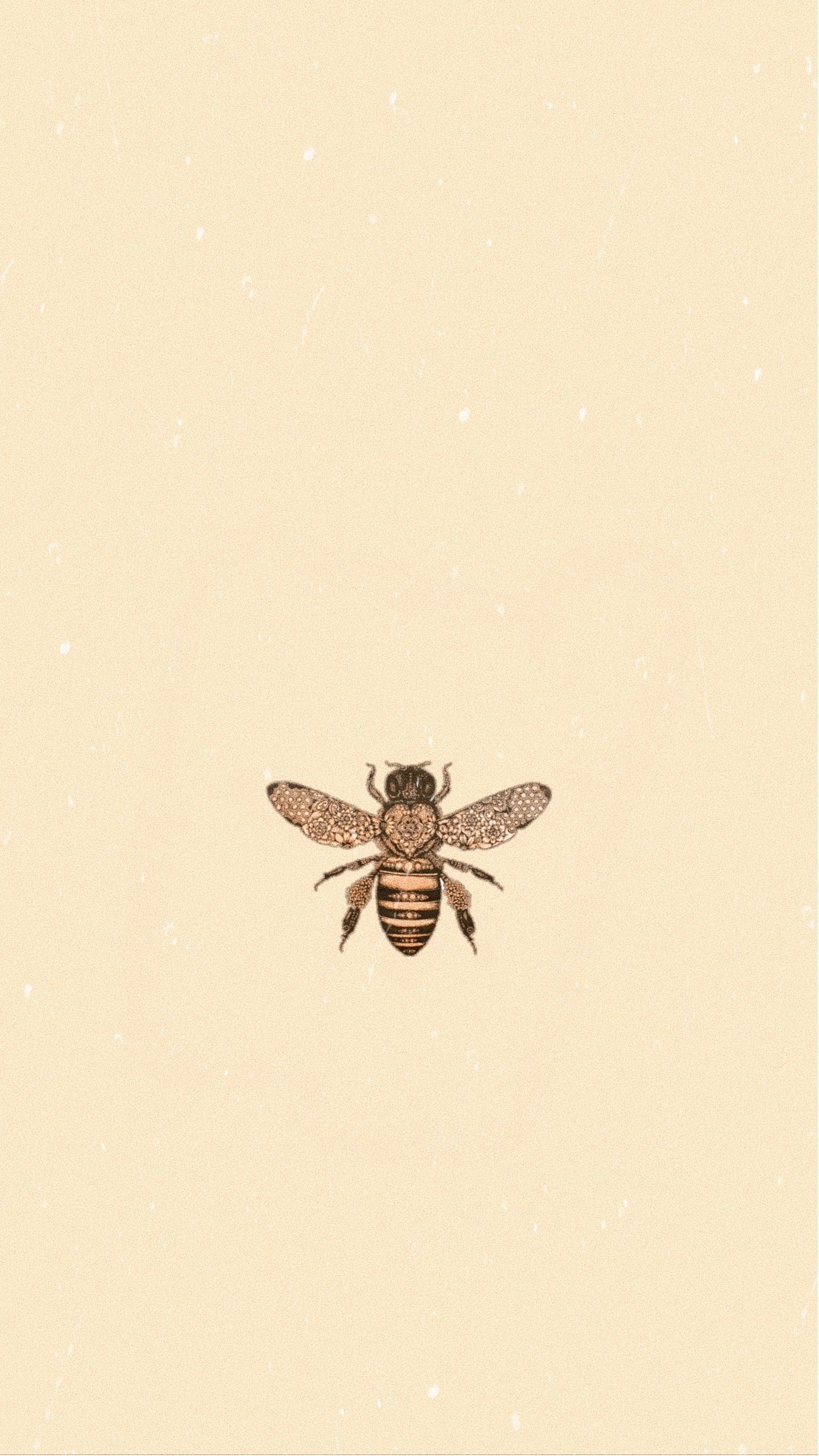 A drawing of a bee on a light yellow background - Bee