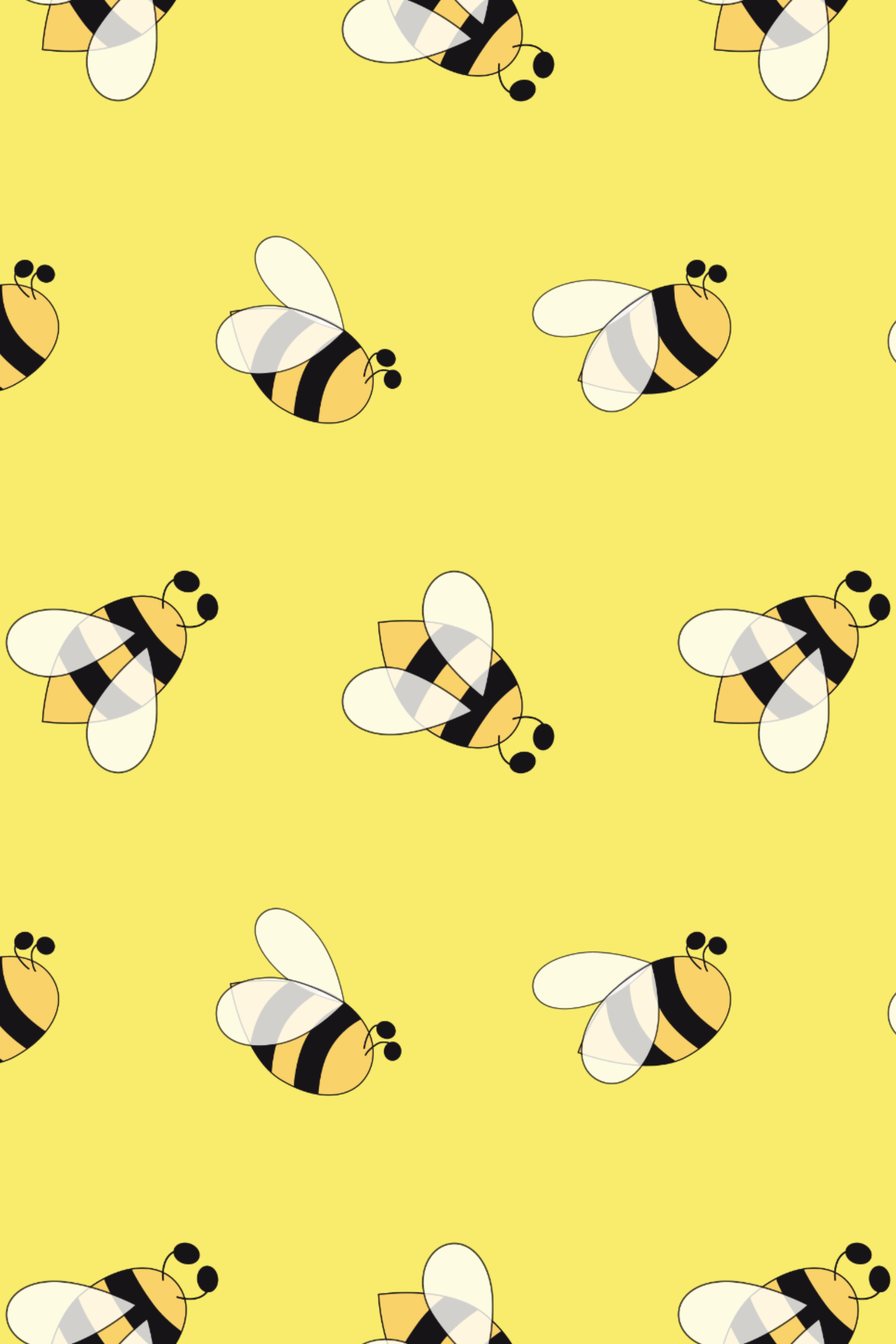 A pattern of bees on a yellow background - Bee