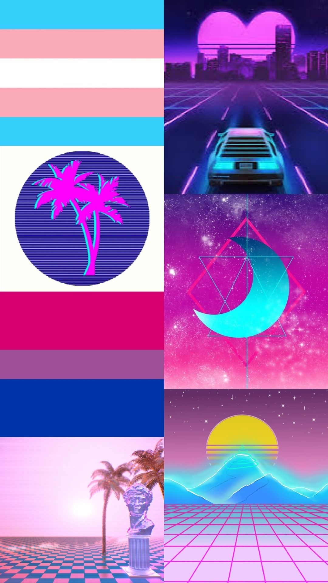 A collage of different images with pink and purple colors - LGBT, bisexual