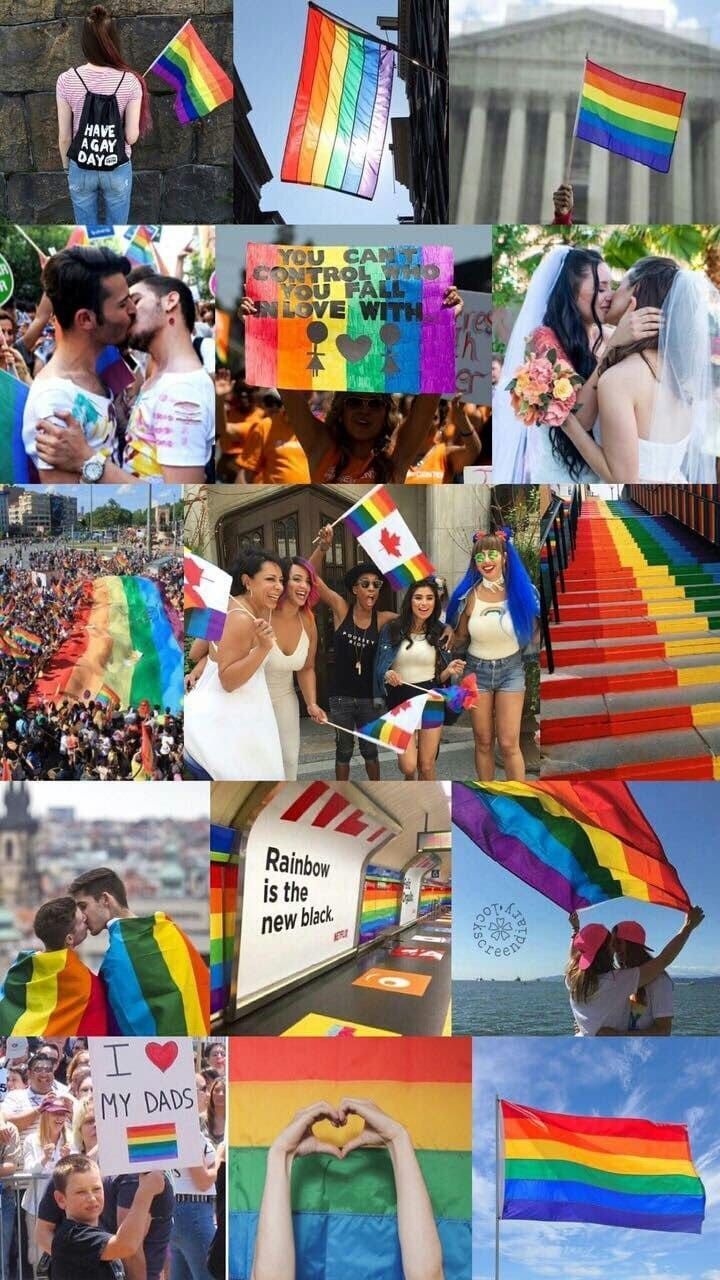 A collage of photos from pride events around the world - LGBT, gay