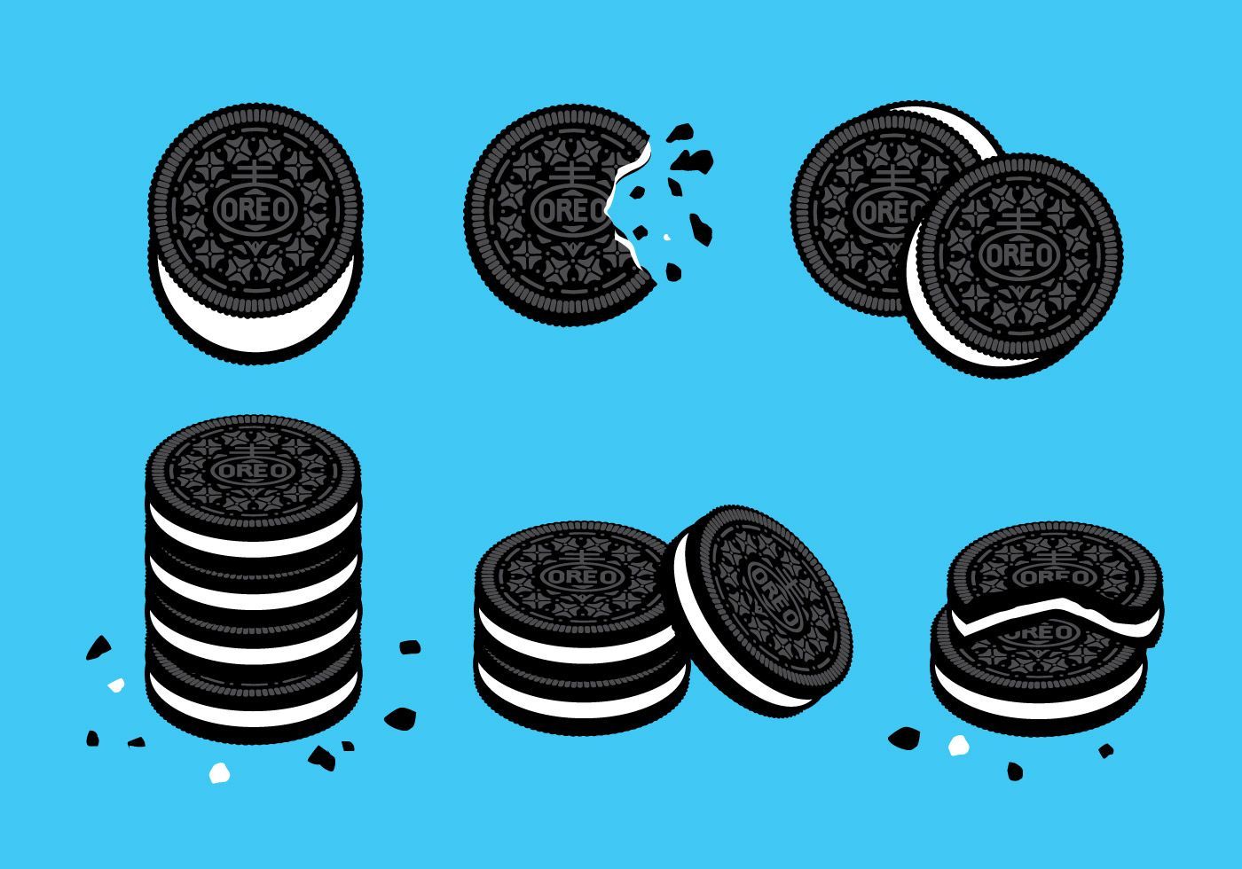 An illustration of a stack of Oreo cookies on a blue background - Oreo