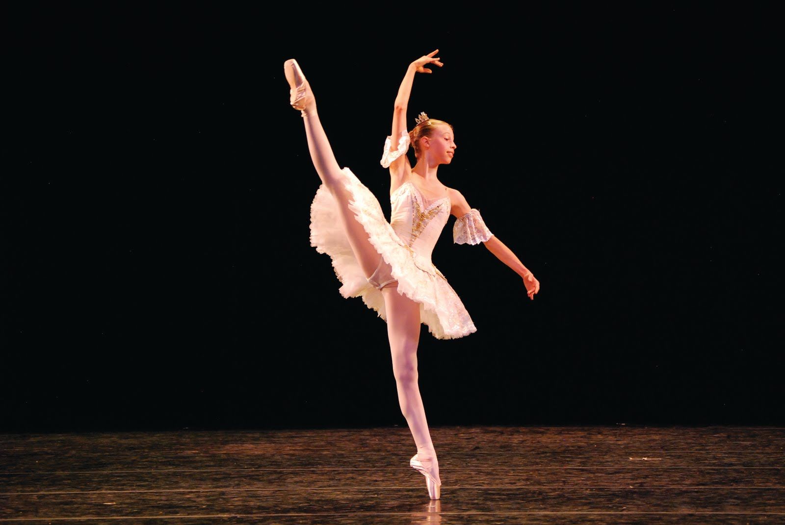 A woman in white ballet outfit on stage - Ballet, dance