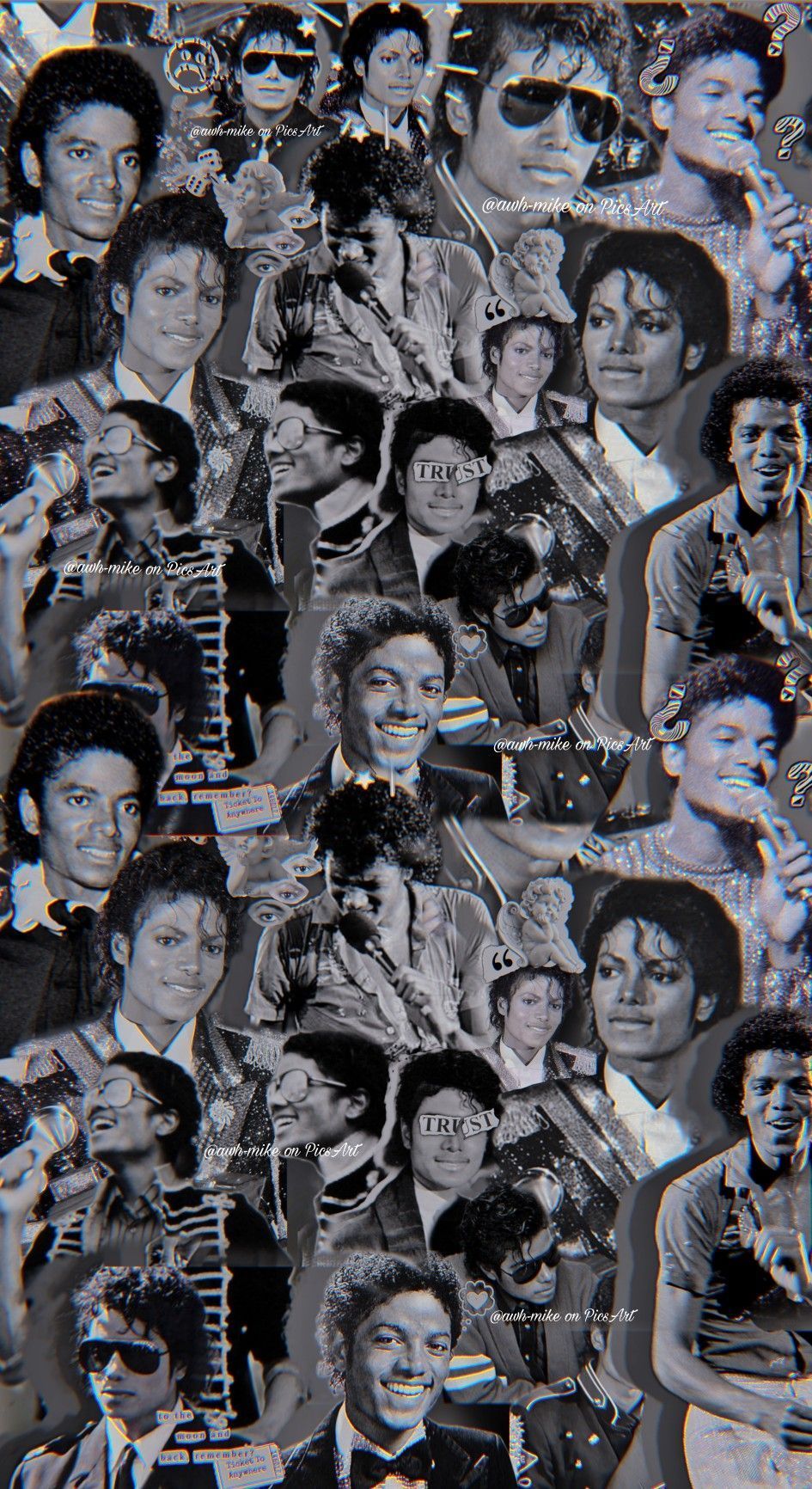 A collage of black and white photos of Michael Jackson. - Michael Jackson