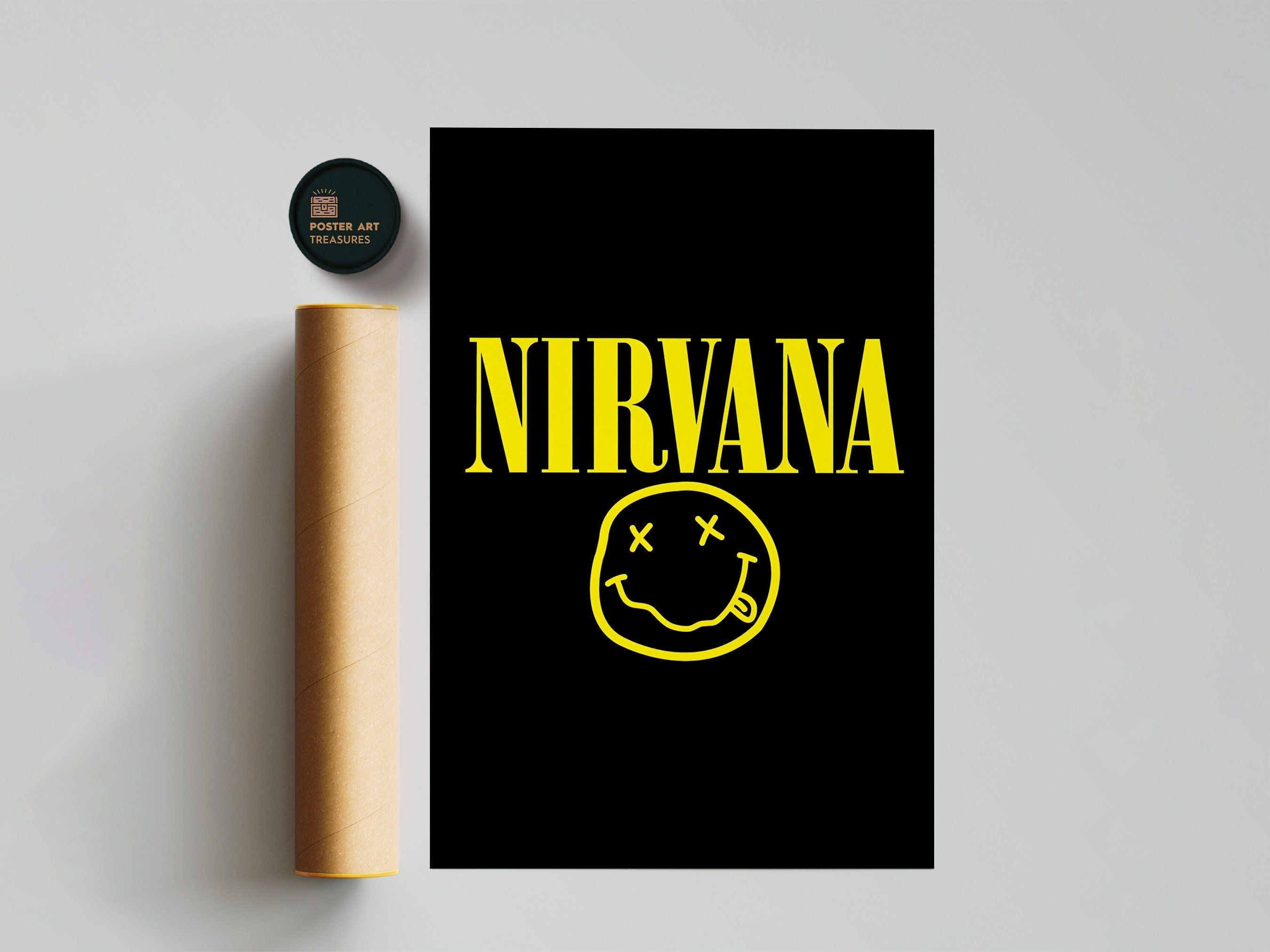 A poster of nirvana with the word on it - Nirvana