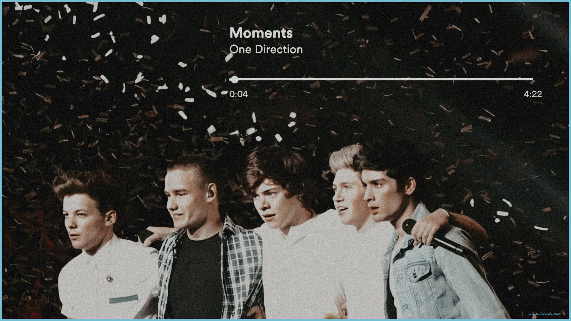 A screen grab of the One Direction website with the band members standing together. - One Direction