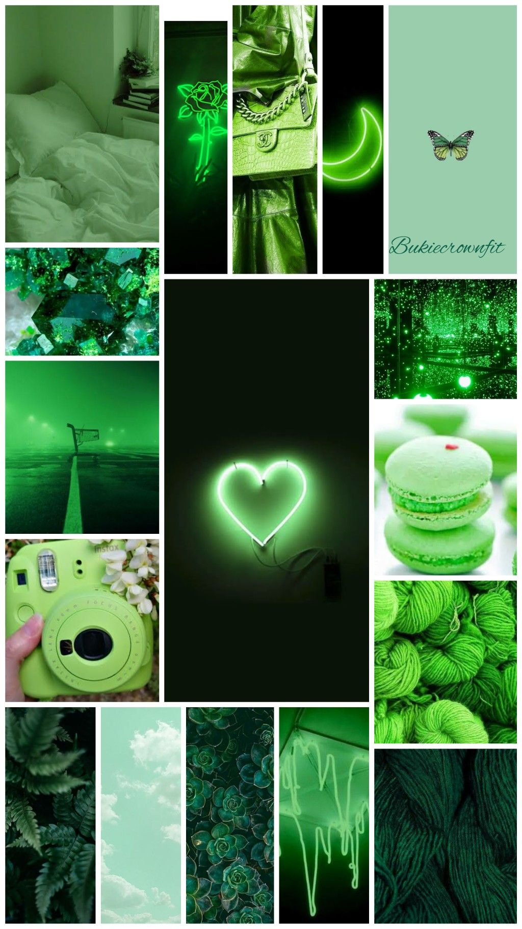 A collage of pictures that are green - Green, lime green