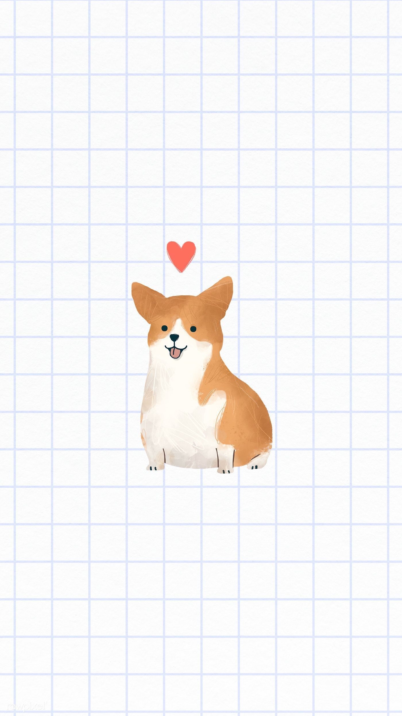 Corgi with a pink heart mobile screen background / nunny. Dog wallpaper, Corgi wallpaper, Corgi drawing