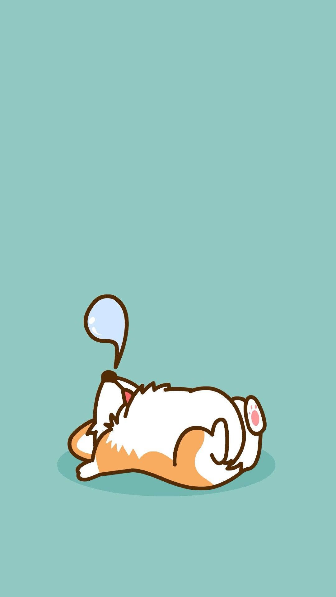 Download Cartoon Dog Sleeping Corgi Wallpaper