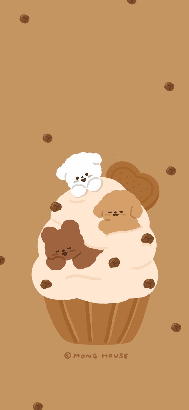 A cute cartoon of two puppies on top - Bakery