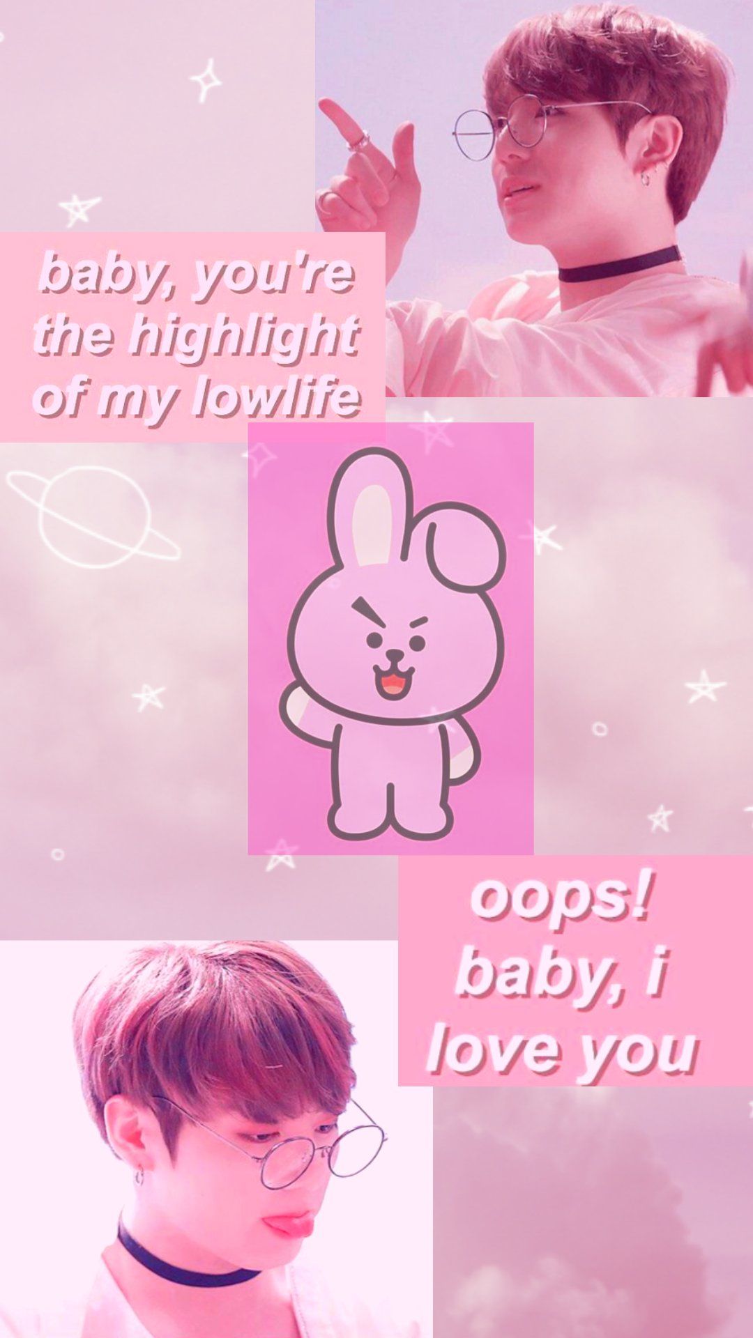 A picture of two cute looking bunnies - Cute pink, BT21